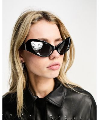 ASOS DESIGN extreme bug cat eye sunglasses-Black
