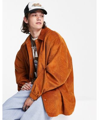 ASOS DESIGN extreme oversized coach jacket in tan-Copper