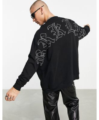 ASOS DESIGN extreme oversized sweatshirt with Brooklyn diamante back print in black