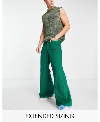 ASOS DESIGN extreme wide flares in green cord