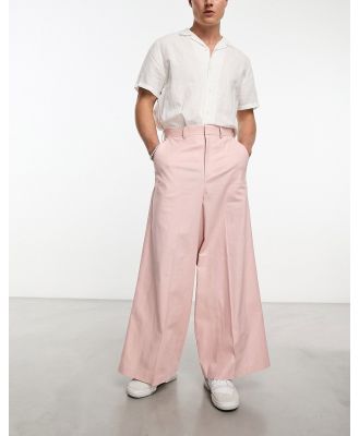 ASOS DESIGN extreme wide linen mix suit pants in pink