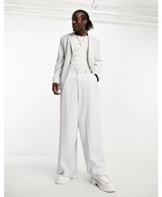 ASOS DESIGN extreme wide suit pants in mid grey in micro texture