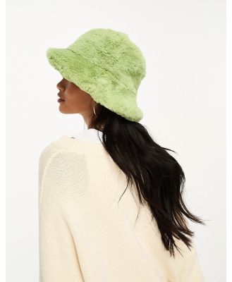 ASOS DESIGN faux fur bucket hat in green