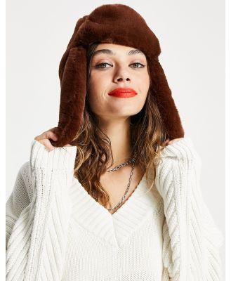 ASOS DESIGN faux-fur trapper hat in brown