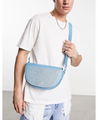 ASOS DESIGN faux leather half moon crossbody bag in blue
