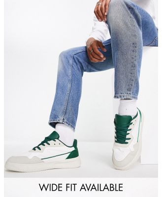 ASOS DESIGN faux leather sneakers in white and green mix
