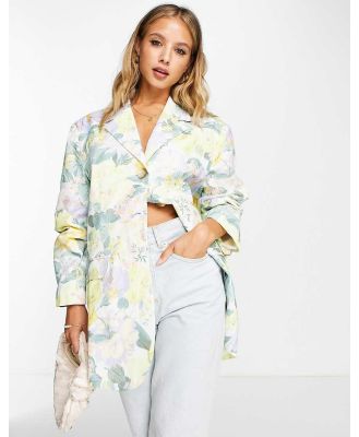 ASOS DESIGN floral oversized grandad blazer-Multi