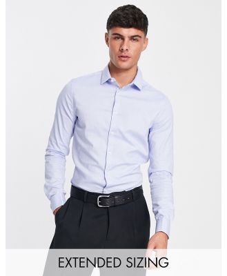 ASOS DESIGN formal skinny fit oxford shirt with double cuff in blue