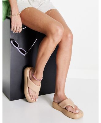 ASOS DESIGN Francesca flatform flat sandals in beige-Neutral