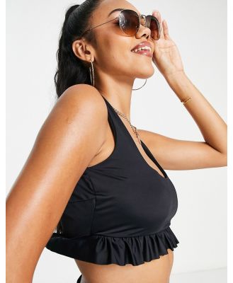 ASOS DESIGN Fuller Bust mix and match crop frill bikini top in black