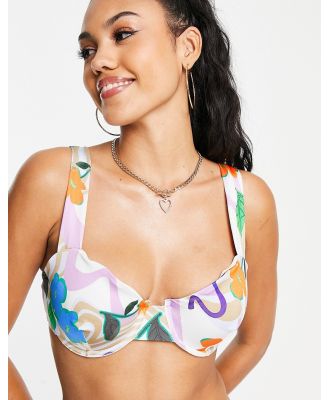 ASOS DESIGN Fuller Bust mix and match underwired bikini top in floral swirl print-Multi