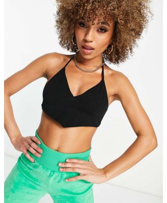 ASOS DESIGN halter cami top with scarf hem in black