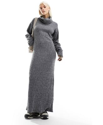 ASOS DESIGN high neck cocoon sleeve maxi dress in grey