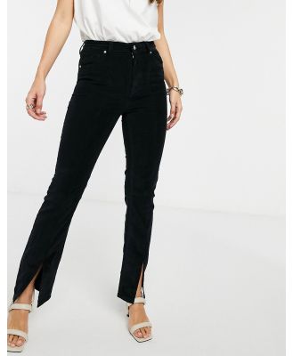 ASOS DESIGN high rise 'sassy' cigarette jeans with split front in black cord