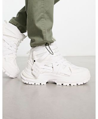 ASOS DESIGN high top sneakers with rubber panels and white sole