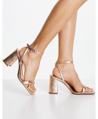 ASOS DESIGN Hilton barely there block heeled sandals in rose gold