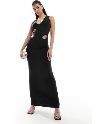 ASOS DESIGN hip cut out maxi dress in black