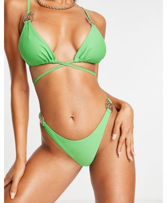 ASOS DESIGN hipster bikini bottoms with trim detail in green