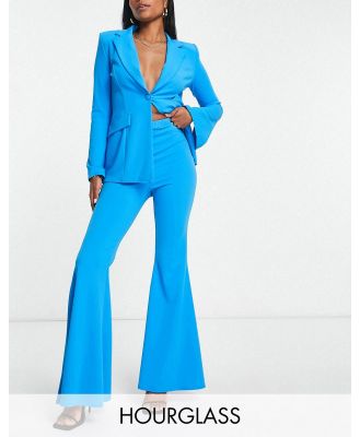 ASOS DESIGN Hourglass jersey suit super flares in electric blue