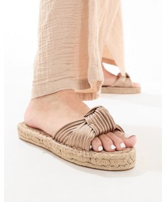 ASOS DESIGN Jade knotted espadrille mules in gold