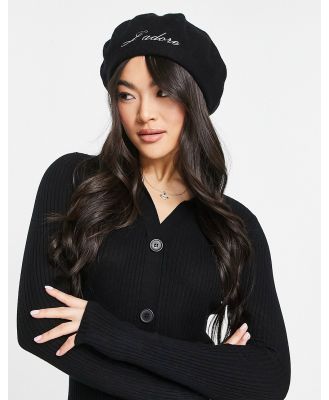 ASOS DESIGN J'adore wool beret in black