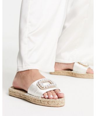 ASOS DESIGN Jenna pearl espadrille sandals in ivory-White