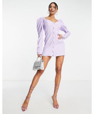 ASOS DESIGN jumbo cord mini dress with diamante button in lilac-Purple