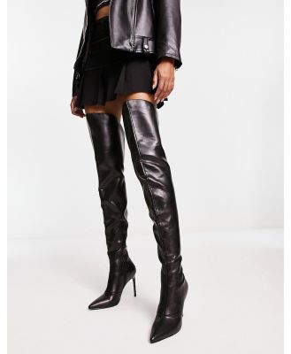 ASOS DESIGN Kayla heeled thigh high boots in black