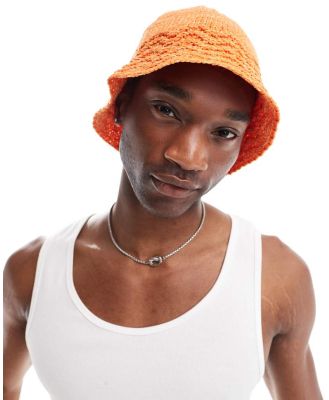 ASOS DESIGN knitted bucket hat in orange