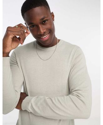 ASOS DESIGN knitted essential crew neck jumper in light grey