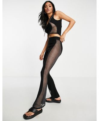 ASOS DESIGN knitted flare pants in sheer mix yarn in black (part of a set)
