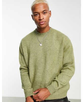 ASOS DESIGN knitted fluffy crew neck jumper in mint green