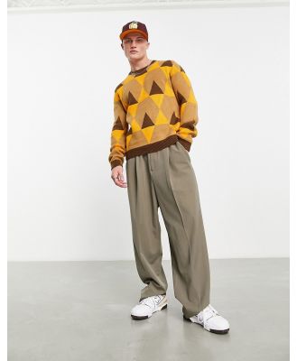 ASOS DESIGN knitted geo print jumper in earthy tones-Multi