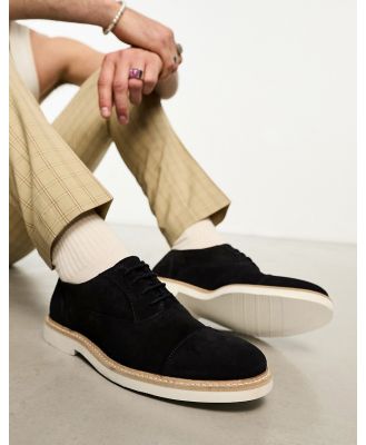 ASOS DESIGN lace up oxford shoes in navy suede with contrast sole