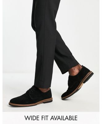 ASOS DESIGN lace up shoes in black suede with contrast sole