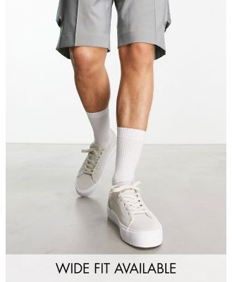 ASOS DESIGN lace up sneakers in grey faux leather