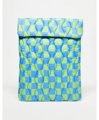 ASOS DESIGN laptop sleeve in checkerboard in blue and green-Multi
