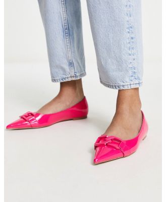 ASOS DESIGN Lawless pointed toe ballet flats with chain in pink