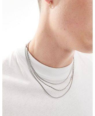 ASOS DESIGN layered necklace pack in silver tone