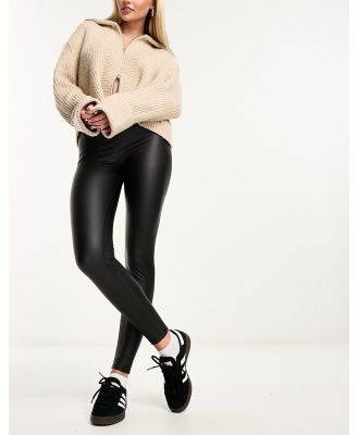 ASOS DESIGN leather-look leggings in black