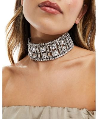 ASOS DESIGN Limited Edition choker necklace with wide crystal design in silver tone