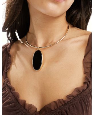 ASOS DESIGN Limited Edition torque choker with real semi precious stone in gold tone