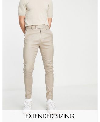 ASOS DESIGN linen mix super skinny smart pants in stone-Neutral