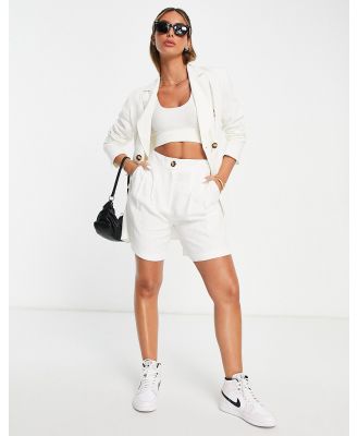 ASOS DESIGN linen mom suit shorts in white