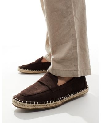 ASOS DESIGN loafer espadrilles in brown faux suede