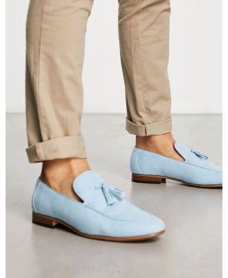 ASOS DESIGN loafers in light blue faux suede with natural sole