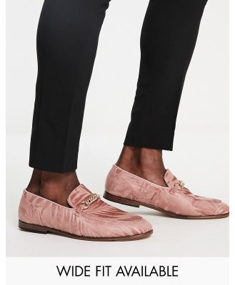 ASOS DESIGN loafers in pink velvet