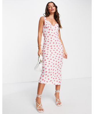 ASOS DESIGN low back midi sundress in mini rose print-Multi