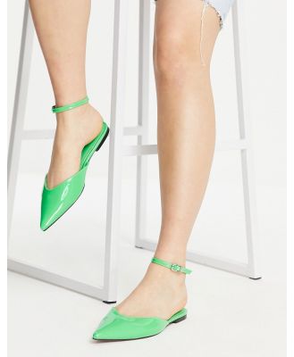 ASOS DESIGN Luminate barely there pointed ballets flats in green patent