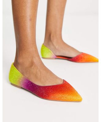 ASOS DESIGN Luscious pointed embellished ballet flats in bright mix-Multi